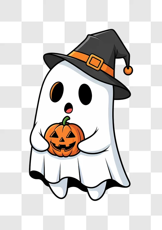 cute ghost holding a jack o lantern halloween character edited