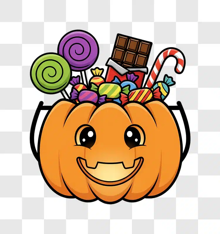 cute halloween pumpkin bucket filled with candy edited