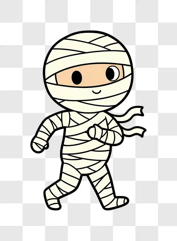 cute mummy character walking cartoon illustration edited