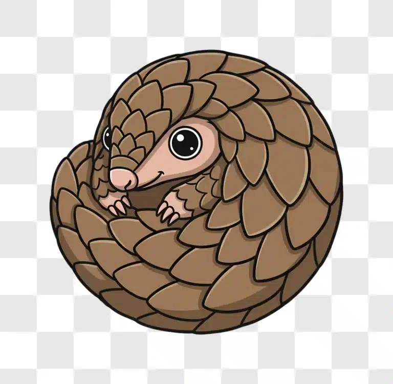cute pangolin curled up in a ball edited