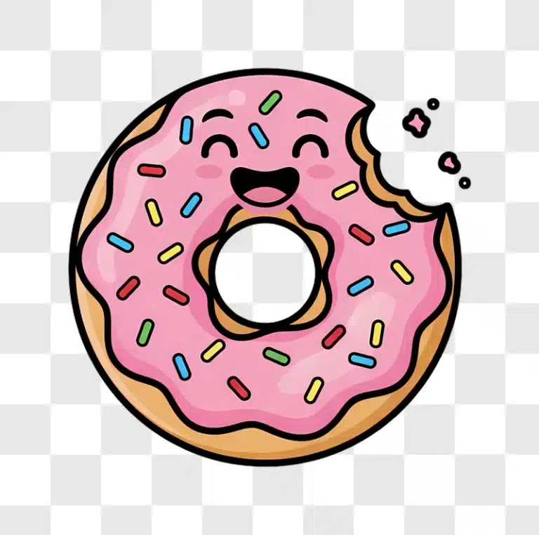 cute pink donut with pink frosting and sprinkles edited
