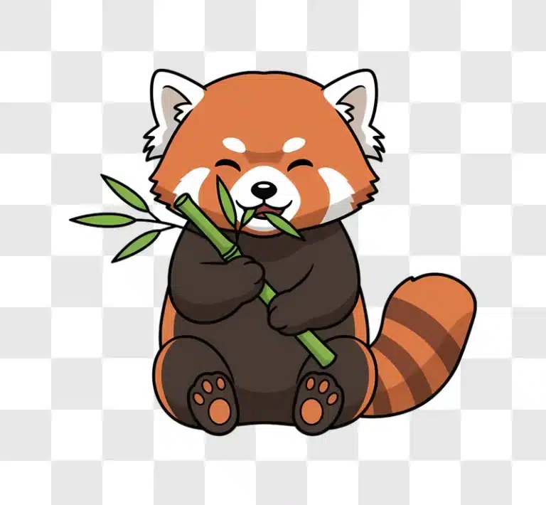 cute red panda eating bamboo illustration edited