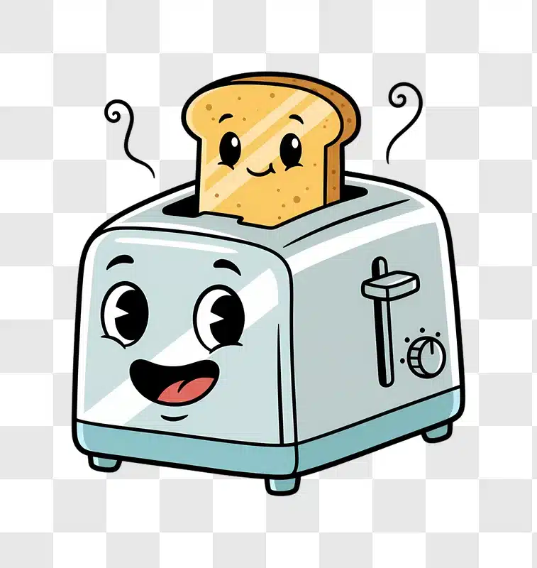 cute toaster with toast character breakfast food edited