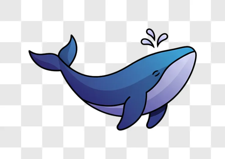 cute blue whale spouting water in cartoon style edited