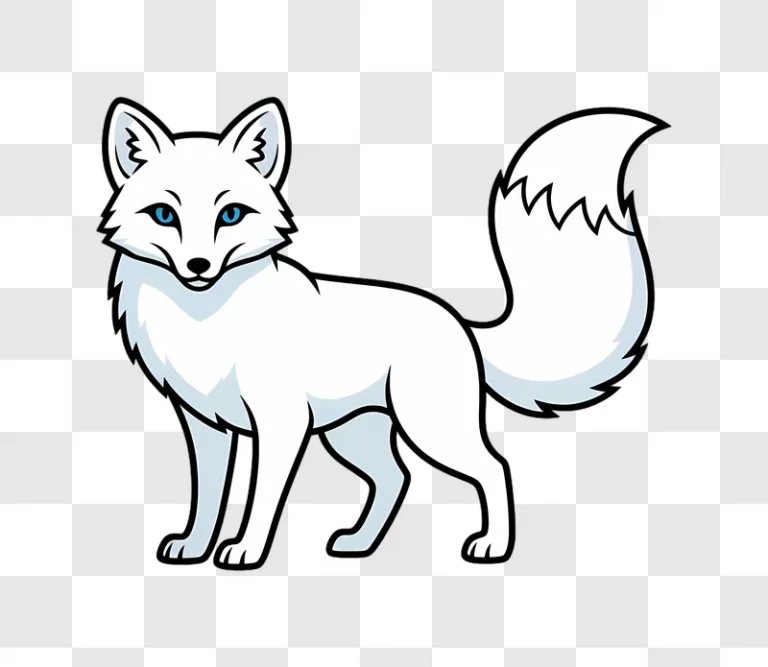 cute cartoon arctic fox standing on white background edited