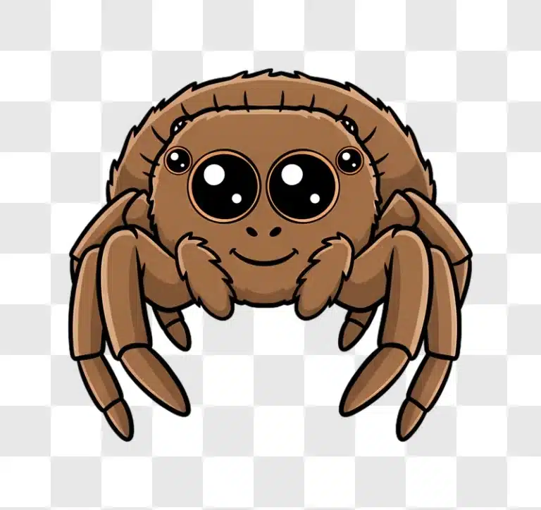 cute cartoon brown spider with big eyes edited