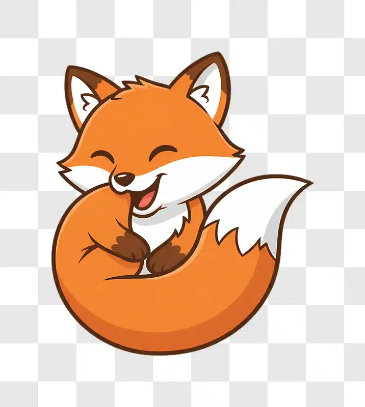 cute cartoon fox curled up with happy expression edited