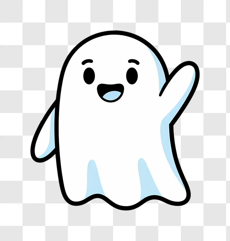 cute cartoon ghost waving hello friendly character edited