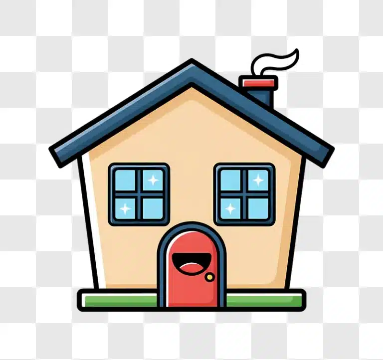 cute cartoon house with a smiling door and windows edited