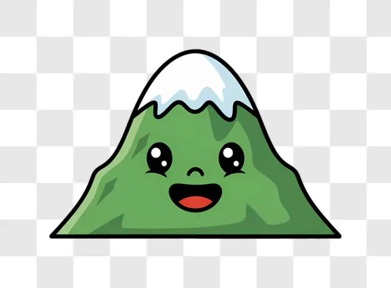 cute cartoon mountain with a happy face and snow cap edited