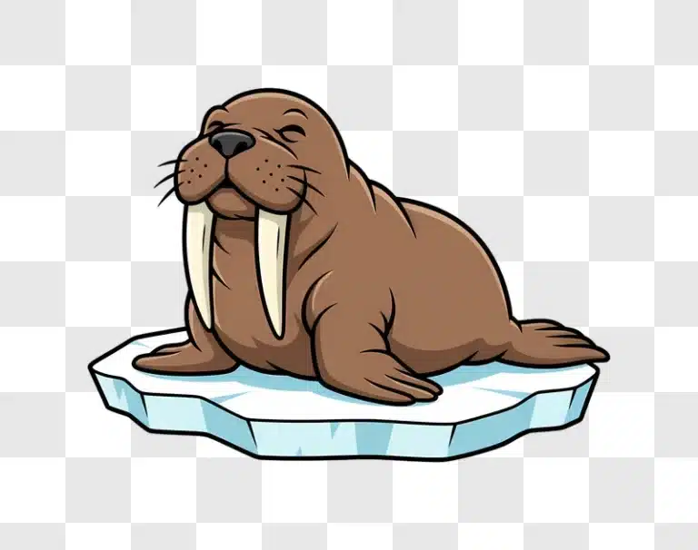 cute cartoon walrus resting on an ice floe edited