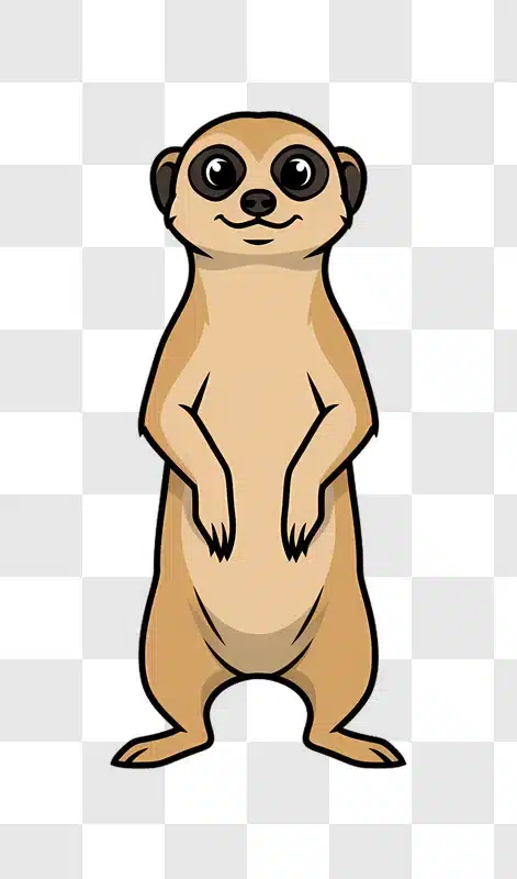 cute meerkat standing upright cartoon illustration edited