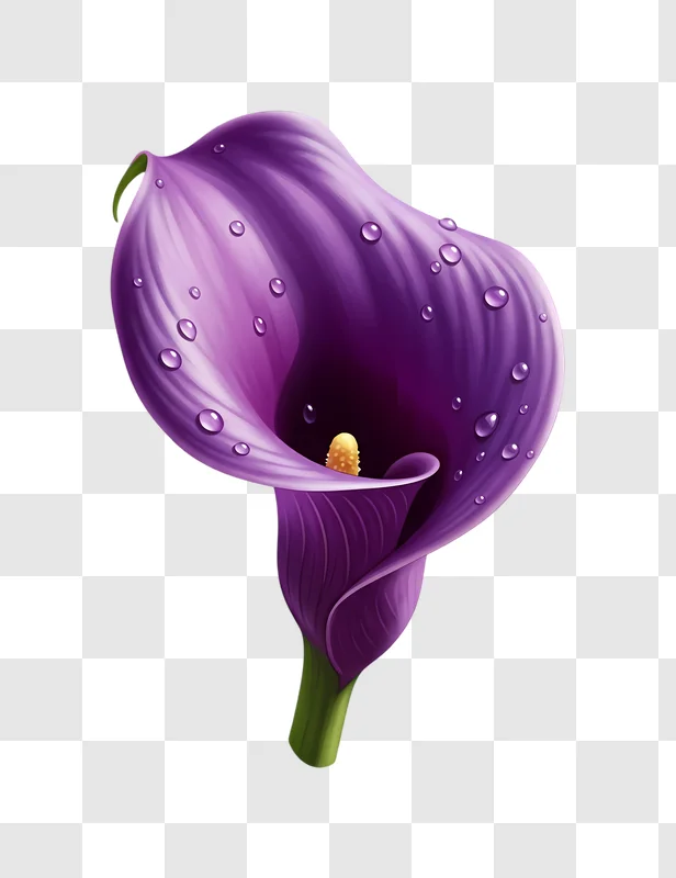 dewy purple calla lily isolated