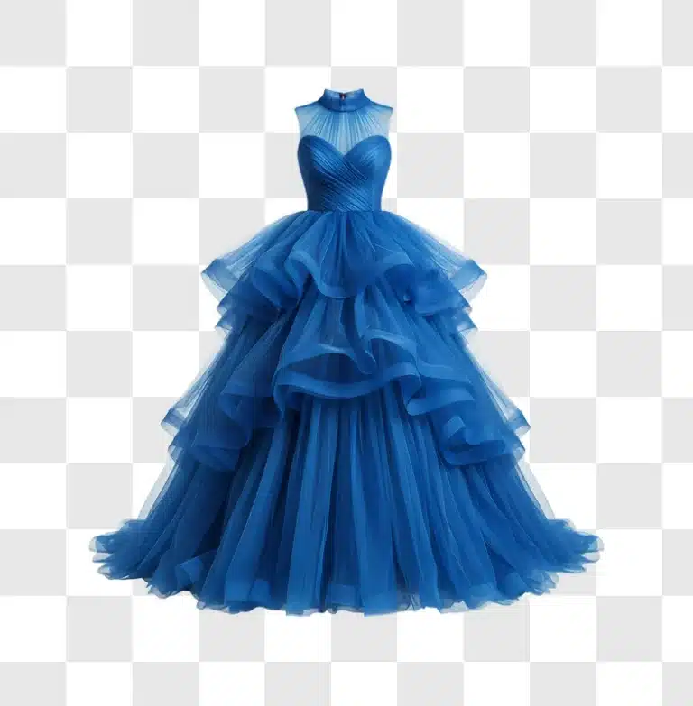 elegant blue tulle ball gown with ruffled skirt edited