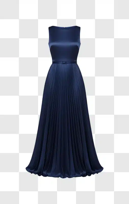 elegant navy blue satin pleated evening gown edited