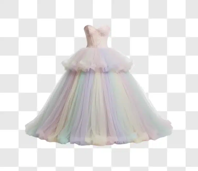elegant pastel rainbow tulle ball gown edited