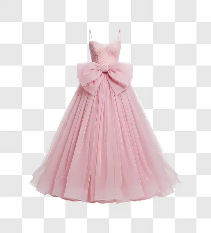 elegant pink ball gown with large bow detail edited