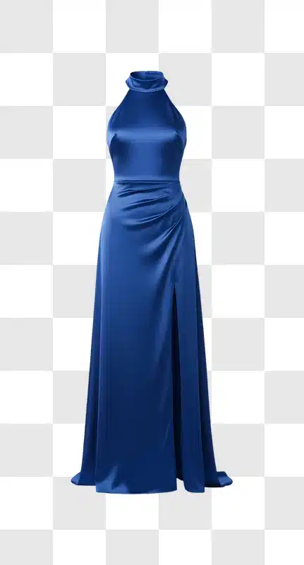 elegant royal blue satin halter neck evening gown edited
