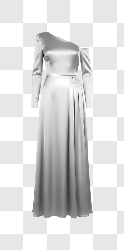 elegant silver one shoulder long sleeve evening gown edited