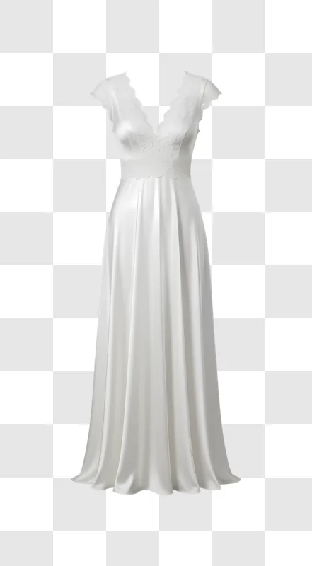 elegant white cap sleeve v neck maxi dress edited