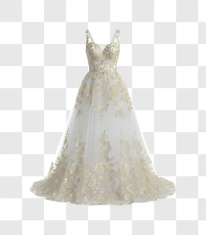 elegant white and gold lace wedding dress edited