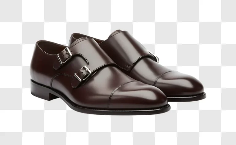 elegant brown leather double monk strap shoes with silver buckles edited