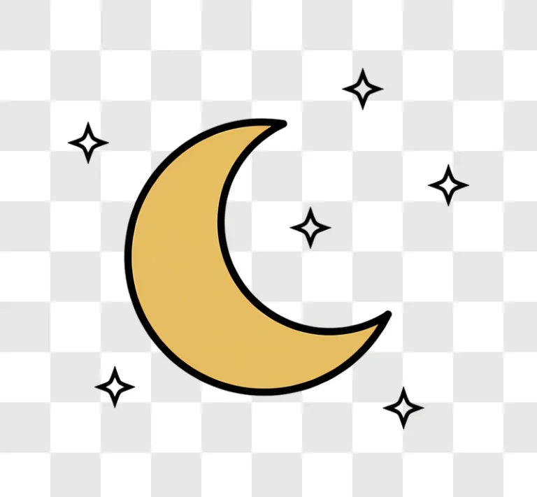 golden crescent moon surrounded by stars edited