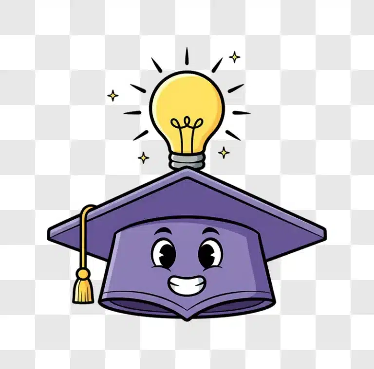 graduation cap with light bulb idea symbol edited