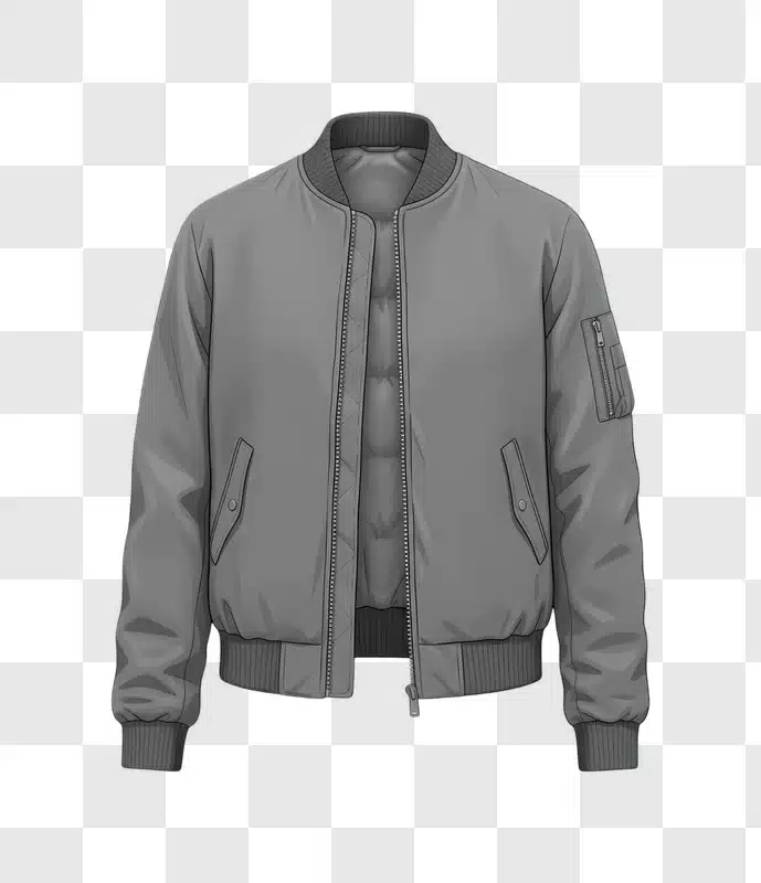gray bomber jacket with zipper and pockets edited