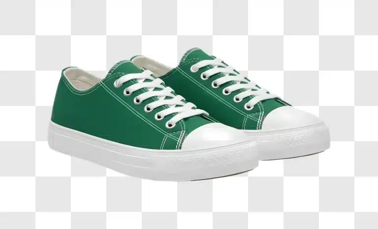 green canvas low top sneakers with white laces and soles edited