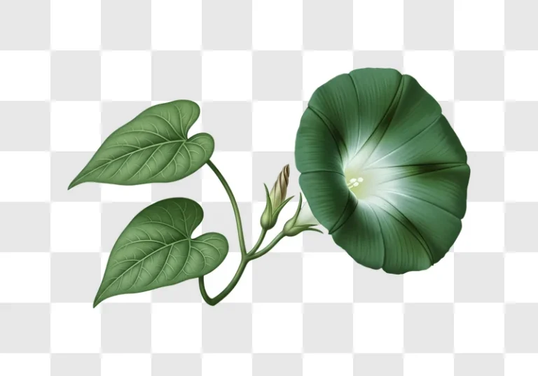 green morning glory flower buds and leaves edited