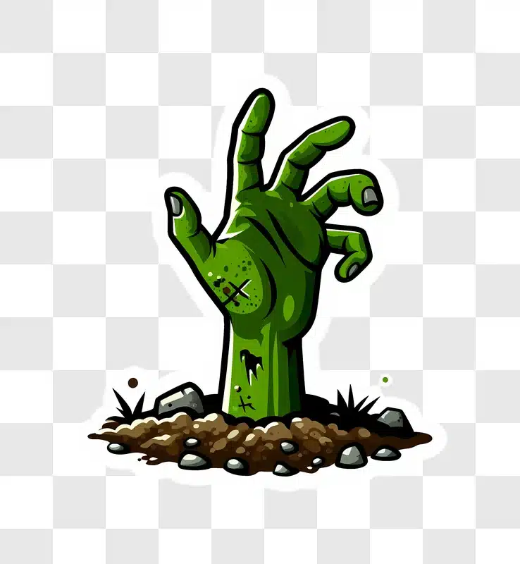 green zombies left hand emerges from the ground edited