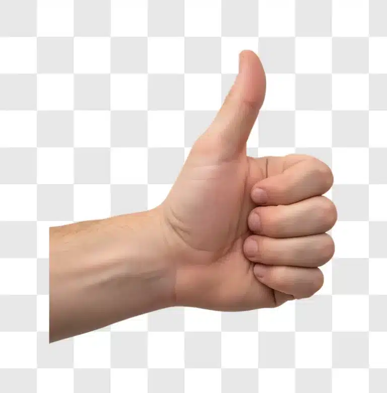 hand showing thumbs up gesture isolated on white background edited