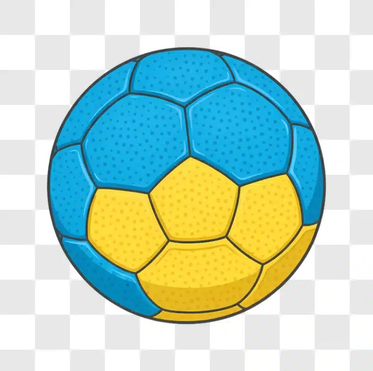 handball ball in blue and yellow colors edited