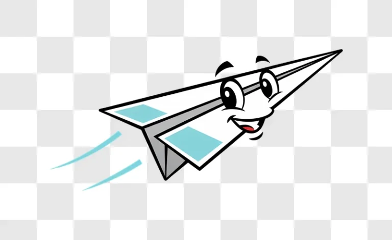 happy cartoon paper airplane flying fast with a smiling face edited