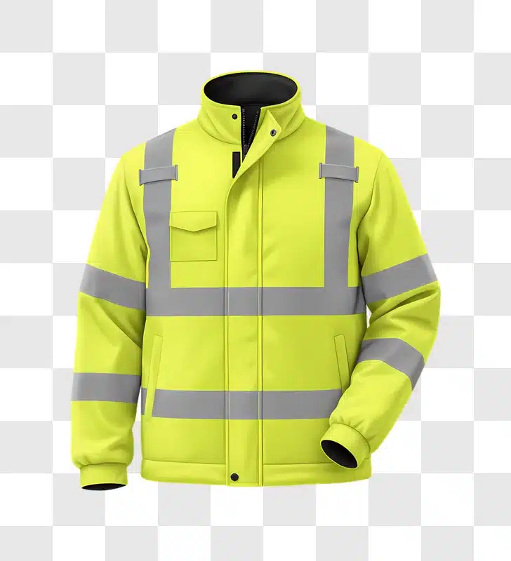 high visibility yellow safety jacket with reflective strips edited