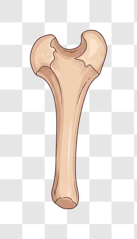 illustration of a human femur bone with clear anatomical details edited