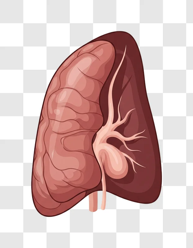 illustration of a human kidney with blood vessels and ureter edited