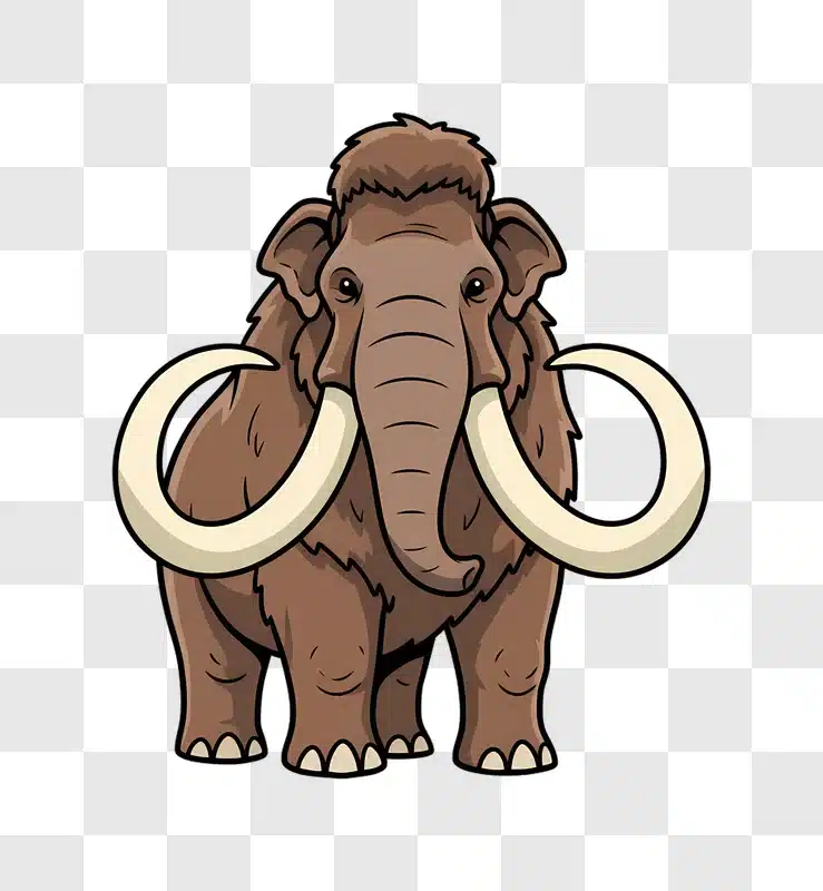 illustration of a woolly mammoth with large tusks edited