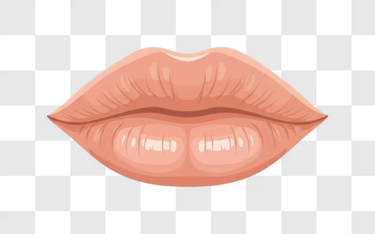 illustration of full lips with peach color and glossy texture edited