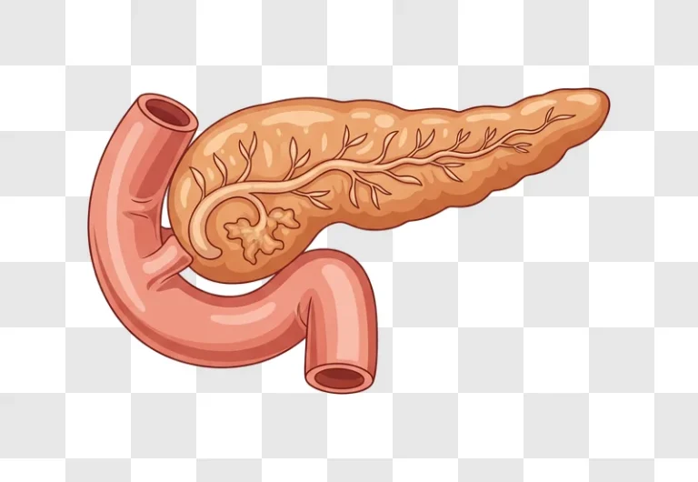 illustration of the human pancreas and duodenum anatomy edited