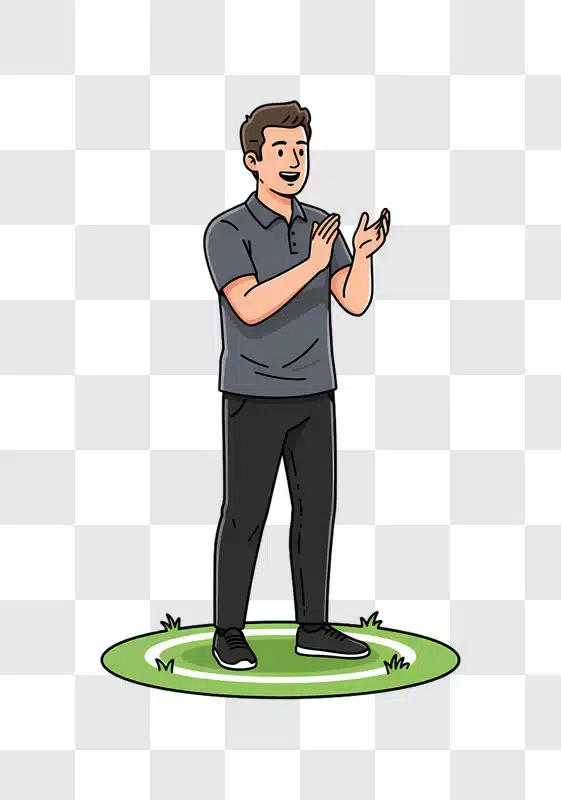 man clapping hands on a green circle edited