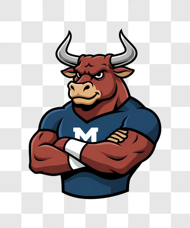 mascot bull character with muscular body and horns edited