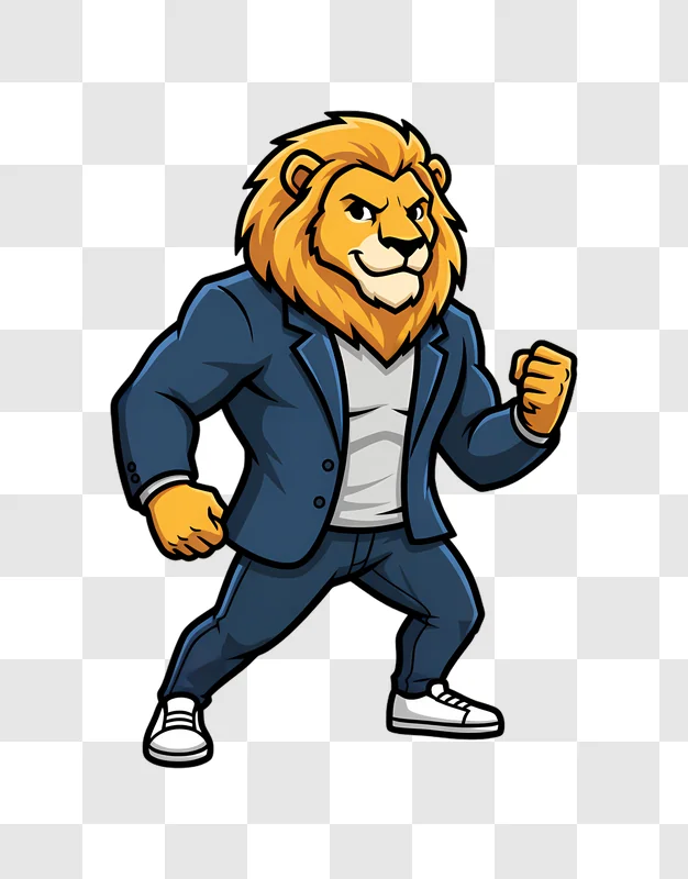 mascot lion businessman confident pose ready for action edited