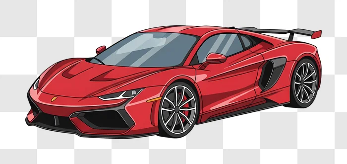 modern red supercar cartoon on white edited