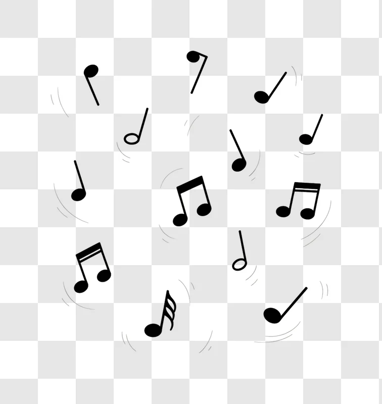musical notes scattered with sound waves edited