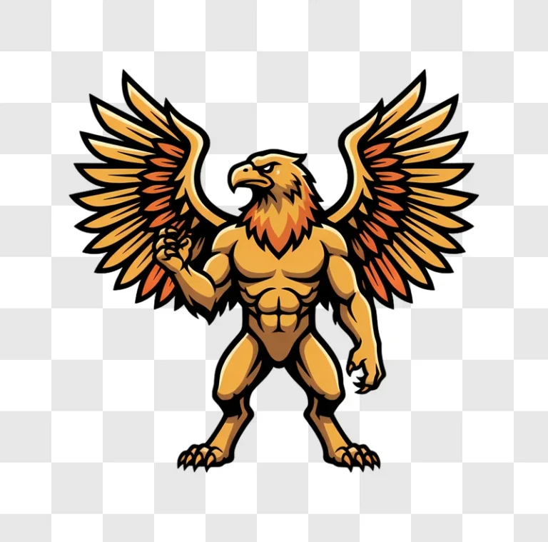 mythical griffin creature with powerful wings and muscular body edited
