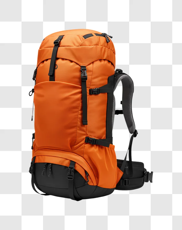 orange backpack for hiking and camping adventures edited