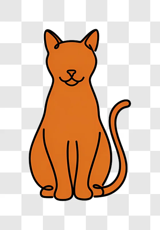 orange cat sitting front view simple illustration edited