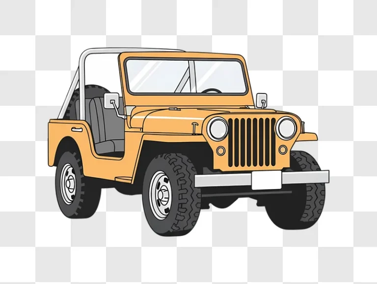 orange vintage off road jeep isolated edited